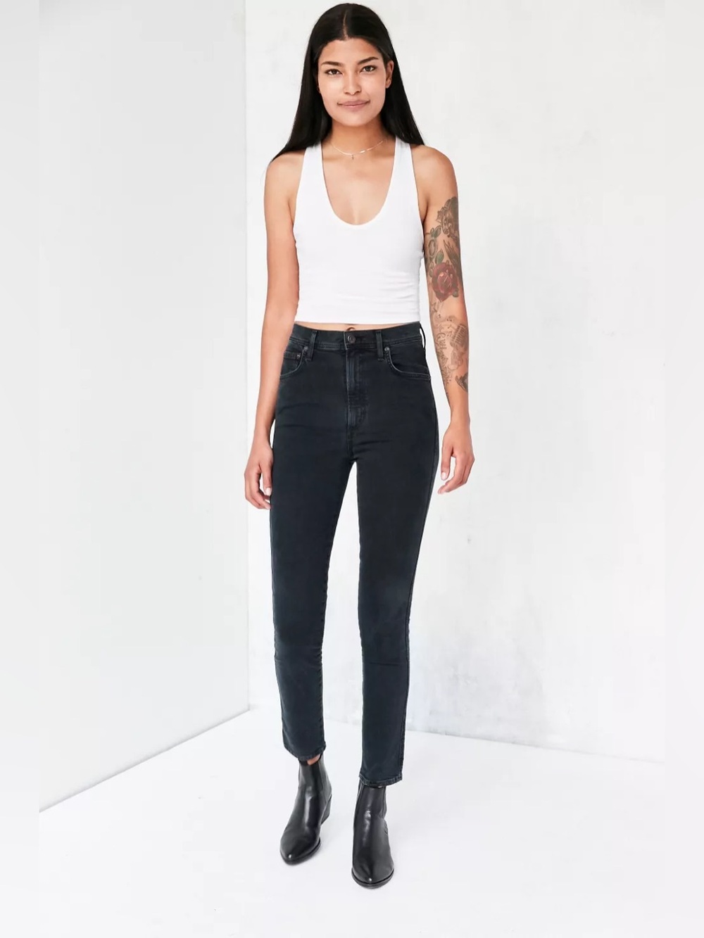 AGOLDE Roxanne High Rise Skinny Jeans Black Stretch Denim Size 26